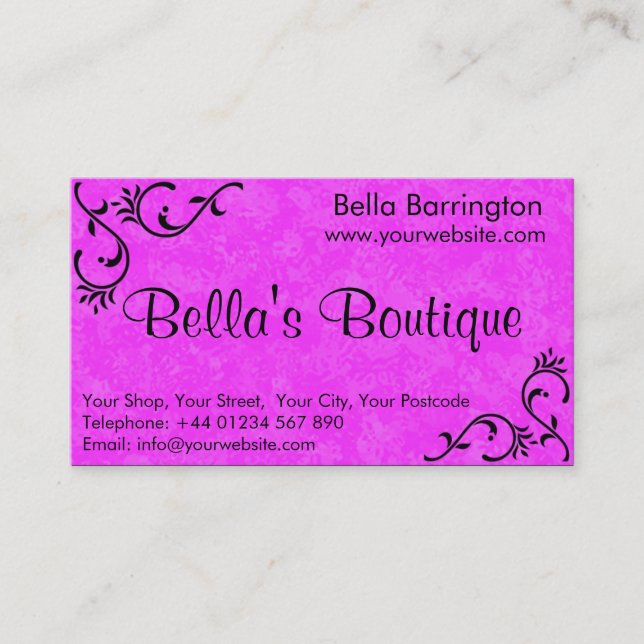 Pretty Hot Pink Fuschia Business Card Template (Front)