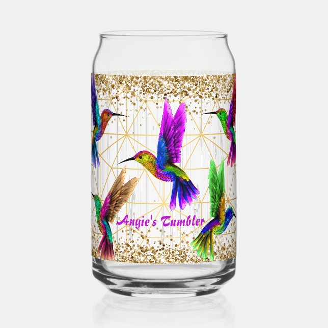 Pretty Humming Bird Personalized Tumbler Wrap Can Glass (Front)