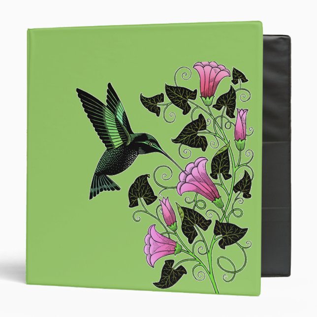 Pretty Hummingbird and Flowers Notebook Binder (Front/Inside)