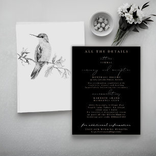 Pretty Hummingbird Wedding Details Enclosure Cards
