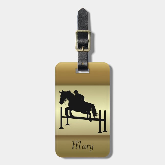 Pretty Hunter Jumper Silhouette Luggage Tag (Front Vertical)