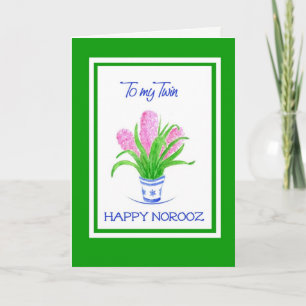 Pretty Hyacinths Persian New Year for Twin Holiday Card