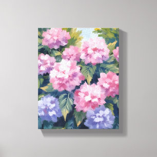 Pretty Hydrangea Blooms   Floral Watercolor Canvas Print