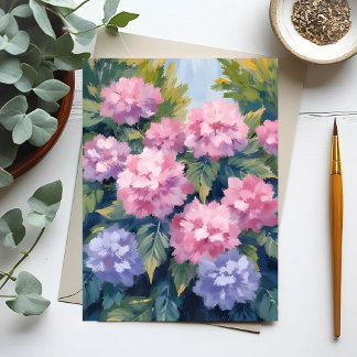Pretty Hydrangea Blooms | Floral Watercolor Postcard