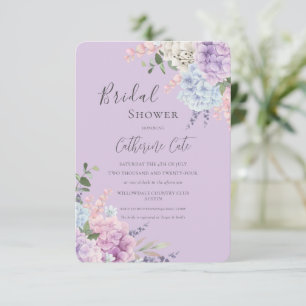 Pretty Hydrangeas Purple Floral Bridal Shower Invitation