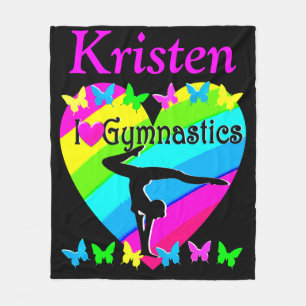 PRETTY I LOVE GYMNASTICS PERSONALIZED BLANKET