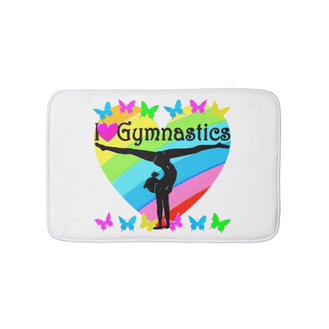 PRETTY I LOVE GYMNASTICS RAINBOW DESIGN BATH MAT (Front)