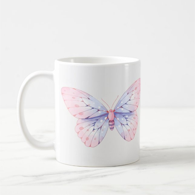Pretty Illustrated Butterfly Coffee Mug (Left)