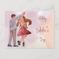 Pretty Illustrated Dancing Couple Valentine’s Day