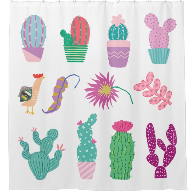 Pretty illustrations cactus Pattern pink green (Front)