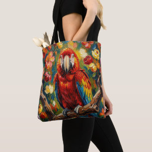 Pretty Impasto Macaw Parrot  Tote Bag
