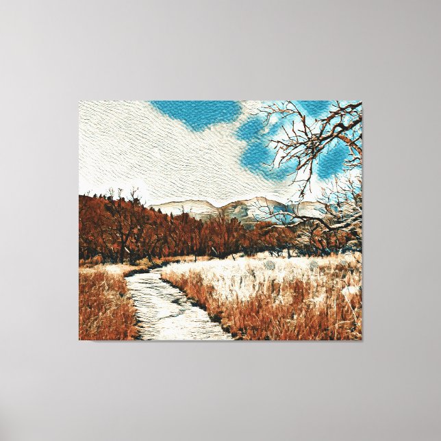 Pretty Impressionistic Mountain Trail Canvas Print (Front)