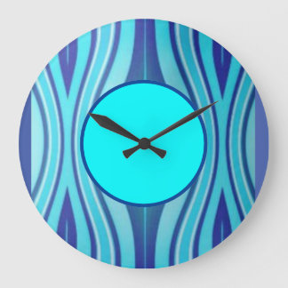 Pretty in Blue Abstract Non Personalized Swirls Large Clock