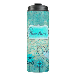 Pretty in Blue CUSTOM Name Thermal Tumbler
