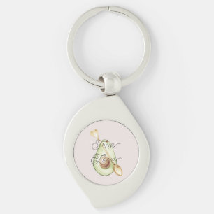 Pretty in Blush Pink Avocado Heart Spoon Keychain