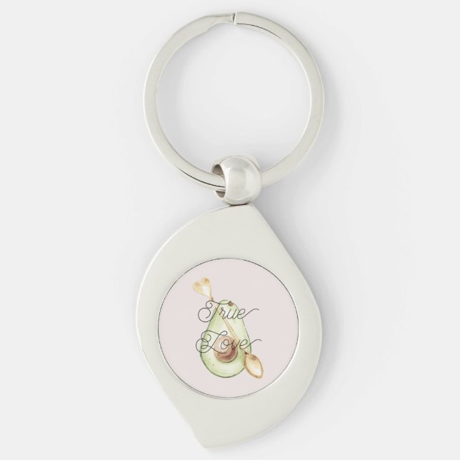 Pretty in Blush Pink Avocado Heart Spoon Keychain (Front)