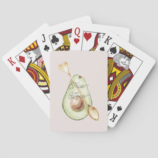 Pretty in Blush Pink Avocado Heart Spoon Playing Cards (Back)