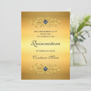 Pretty in Gold Quinceanera Invitation