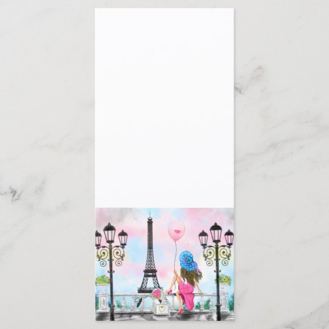 Pretty In Paris Menu with Eiffel Tower (Front)