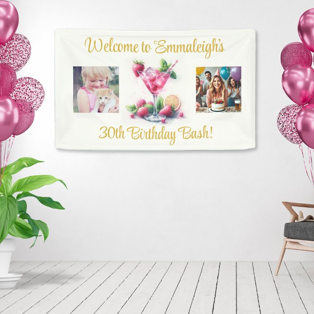 Pretty in Pink 30th Birthday Celebration Banner (Creator Uploaded)