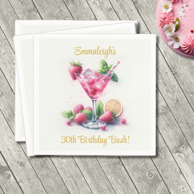 Pretty in Pink 30th Birthday Celebration Napkin (Creator Uploaded)