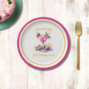 Pretty in Pink 30th Birthday Vibrant Celebration Paper Plate