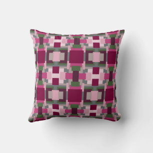 Pretty In Pink And Green Colour Block Throw Pillow