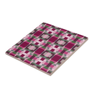 Pretty In Pink And Green Colour Block  Tile