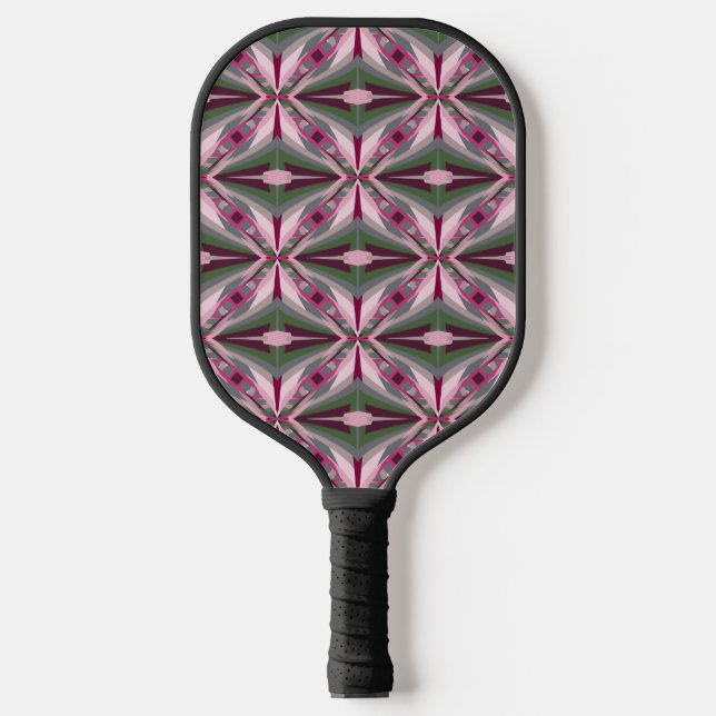Pretty In Pink And Green Stretched Colour Block Pickleball Paddle (Front)