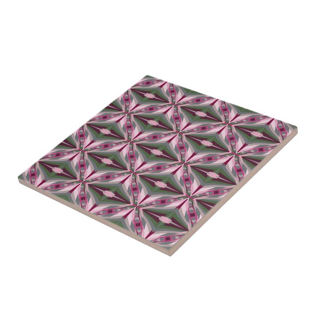 Pretty In Pink And Green Stretched Colour Block  Tile (Side)