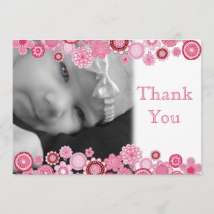 Pretty in Pink Baby Girl Photo Thank You Card