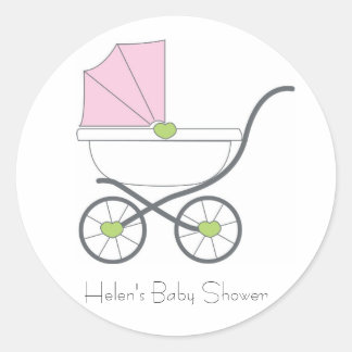Pretty in pink baby shower favour stickers
