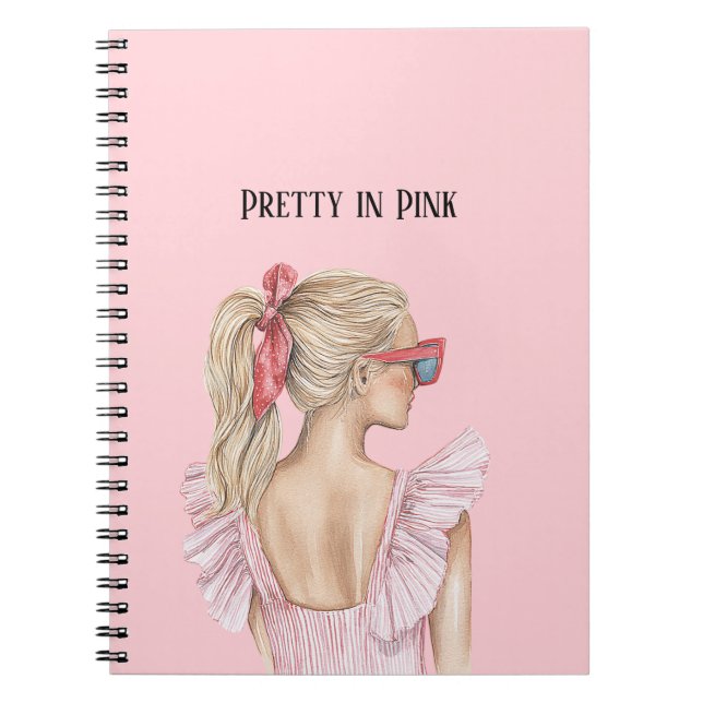 Pretty in Pink Blonde Girl Notebook (Front)