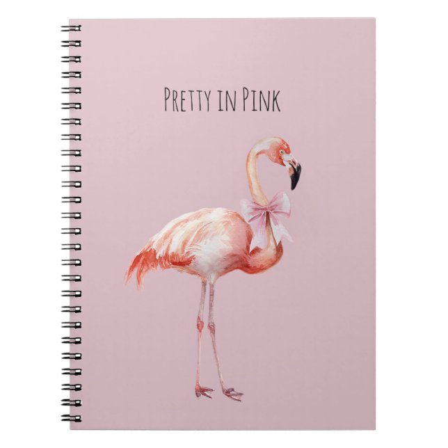 Pretty in Pink Bow Flamingo Notebook (Front)