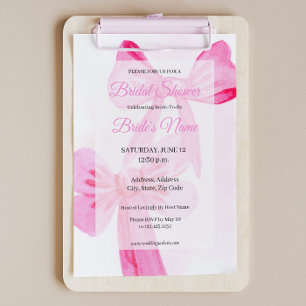 Pretty in Pink Bow Ribbon Bridal Shower Invitation