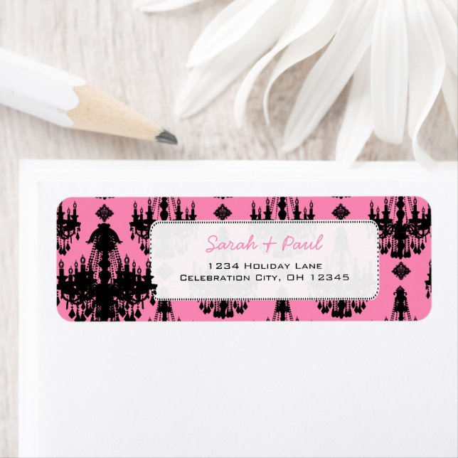 Pretty in Pink Chandeliers Return Address Label (Insitu)