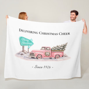 Pretty in Pink Christmas Tree Cozy Fleece Blanket