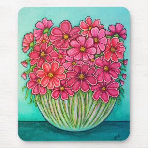 Pretty in Pink Cosmos Mouse Pad by Lisa Lorenz