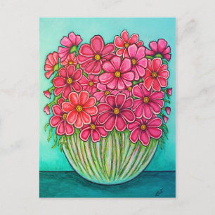 Pretty in Pink Cosmos Post card by Lisa Lorenz