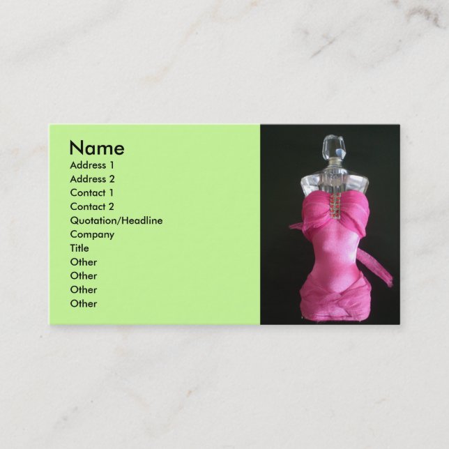 Pretty in pink dress perfume bottle business card (Front)