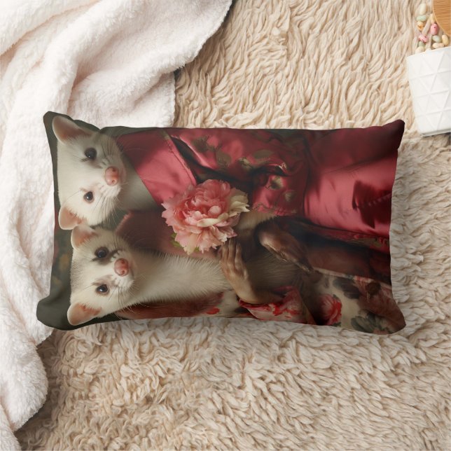 Pretty in Pink Ferrets Lumbar Pillow (Blanket)