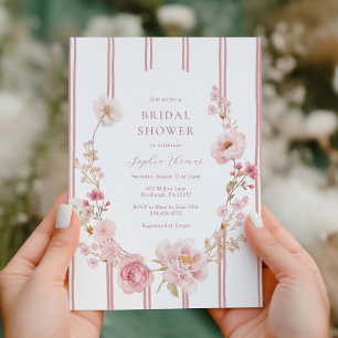 Pretty in Pink Floral Bridal Shower Invitation