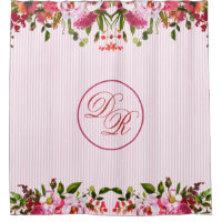 PRETTY IN PINK FLORAL MONOGRAM AND STRIPES TOO 
