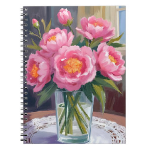 Pretty in Pink Flower Bouquet   Peony Floral Notebook