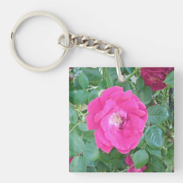Pretty In Pink Flower Keychain (Front)