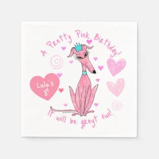 Pretty In Pink Greyhound Party  Napkin