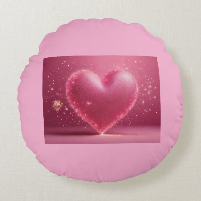 "Pretty in Pink : Heart Coussin Cover" (Devant)