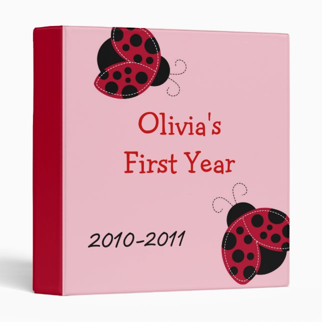 Pretty in Pink Ladybug Baby Photo Album Scrapbook Binder (Front/Spine)
