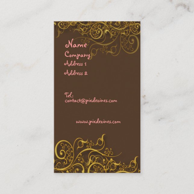 Pretty in Pink on chocolate w/ swirls profile card (Front)