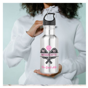 Pretty in Pink Pickleball Gal Monogram First Name  532 Ml Water Bottle